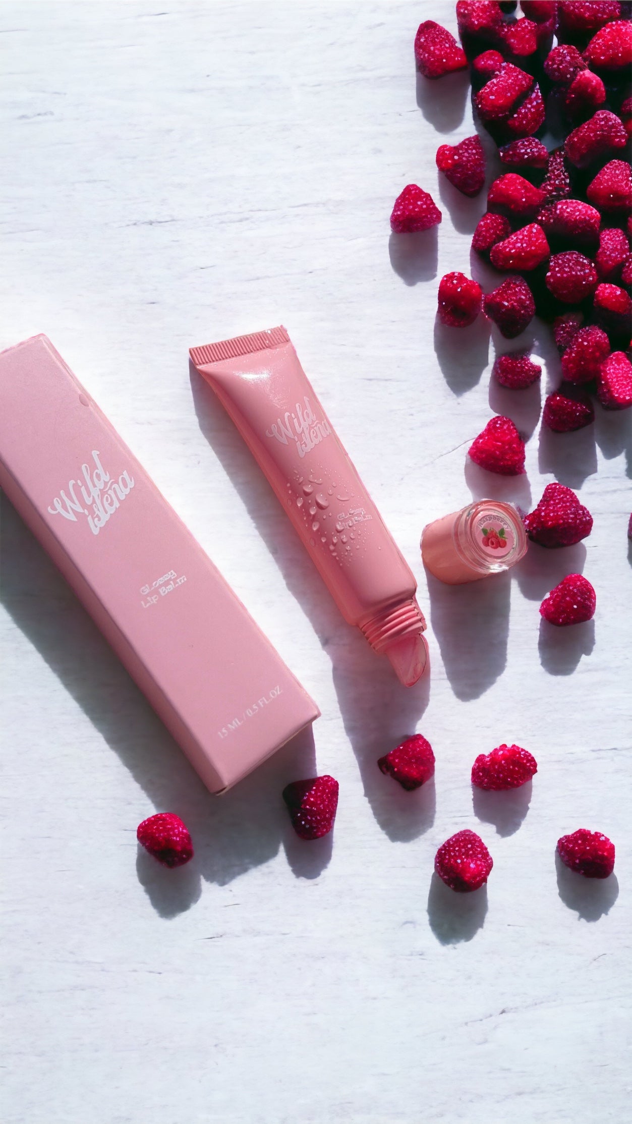 Raspberry, glossy lip balm