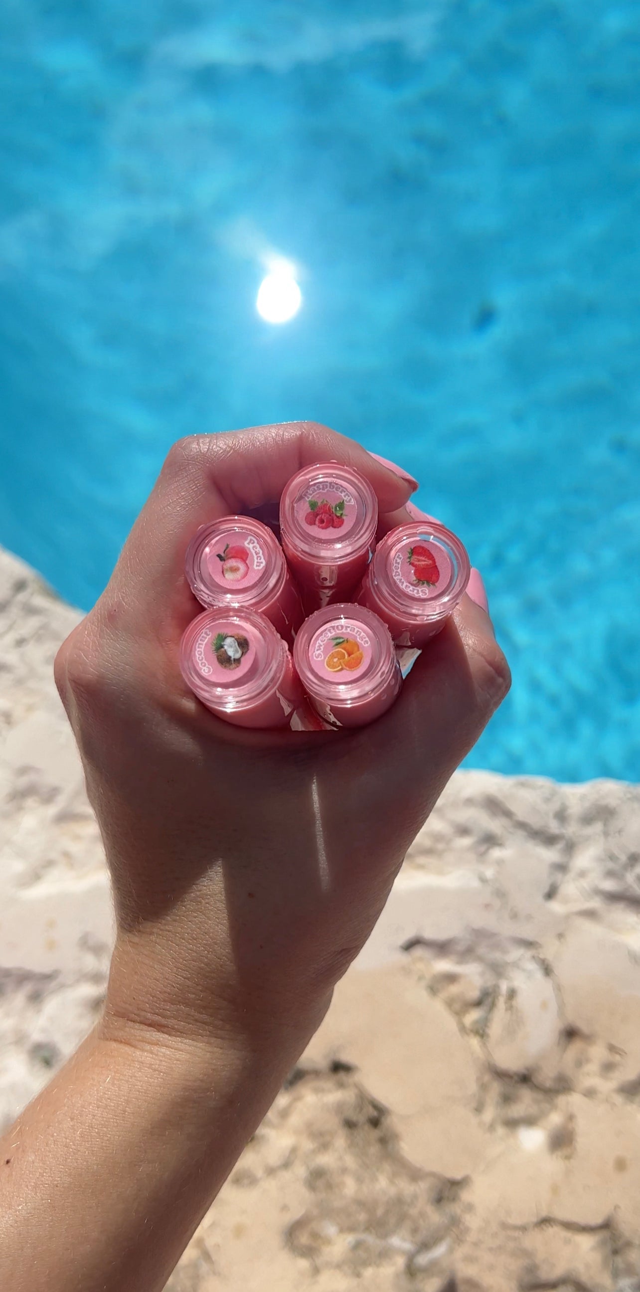 Peachy, glossy lip balm