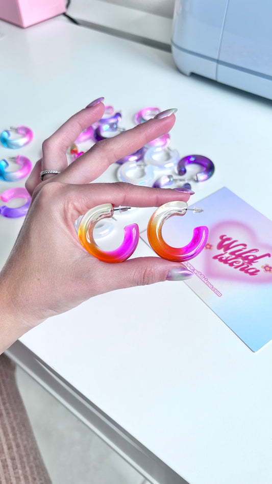 Orange & pink hoop earrings