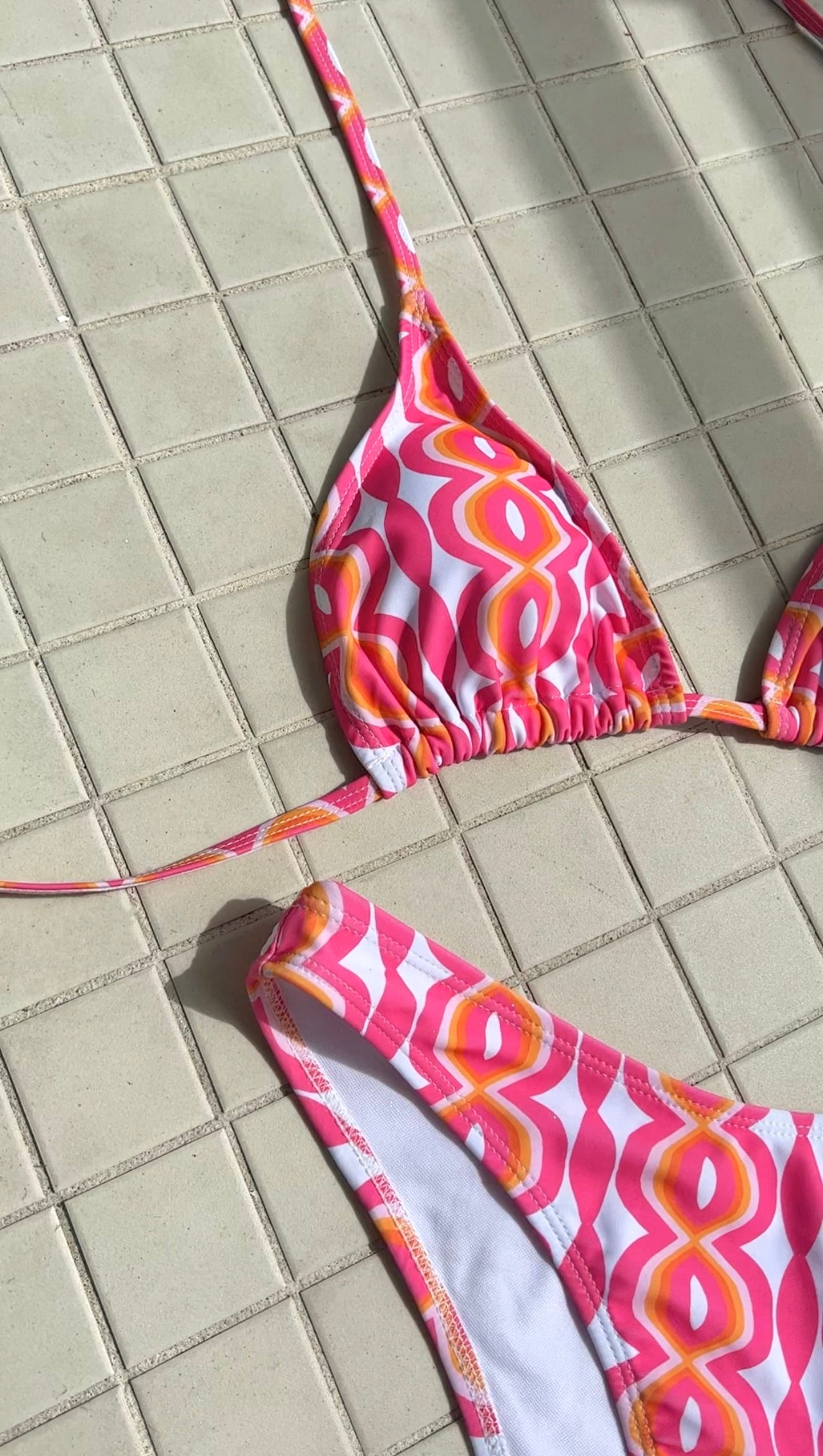 Wavy pink & orange swim Set