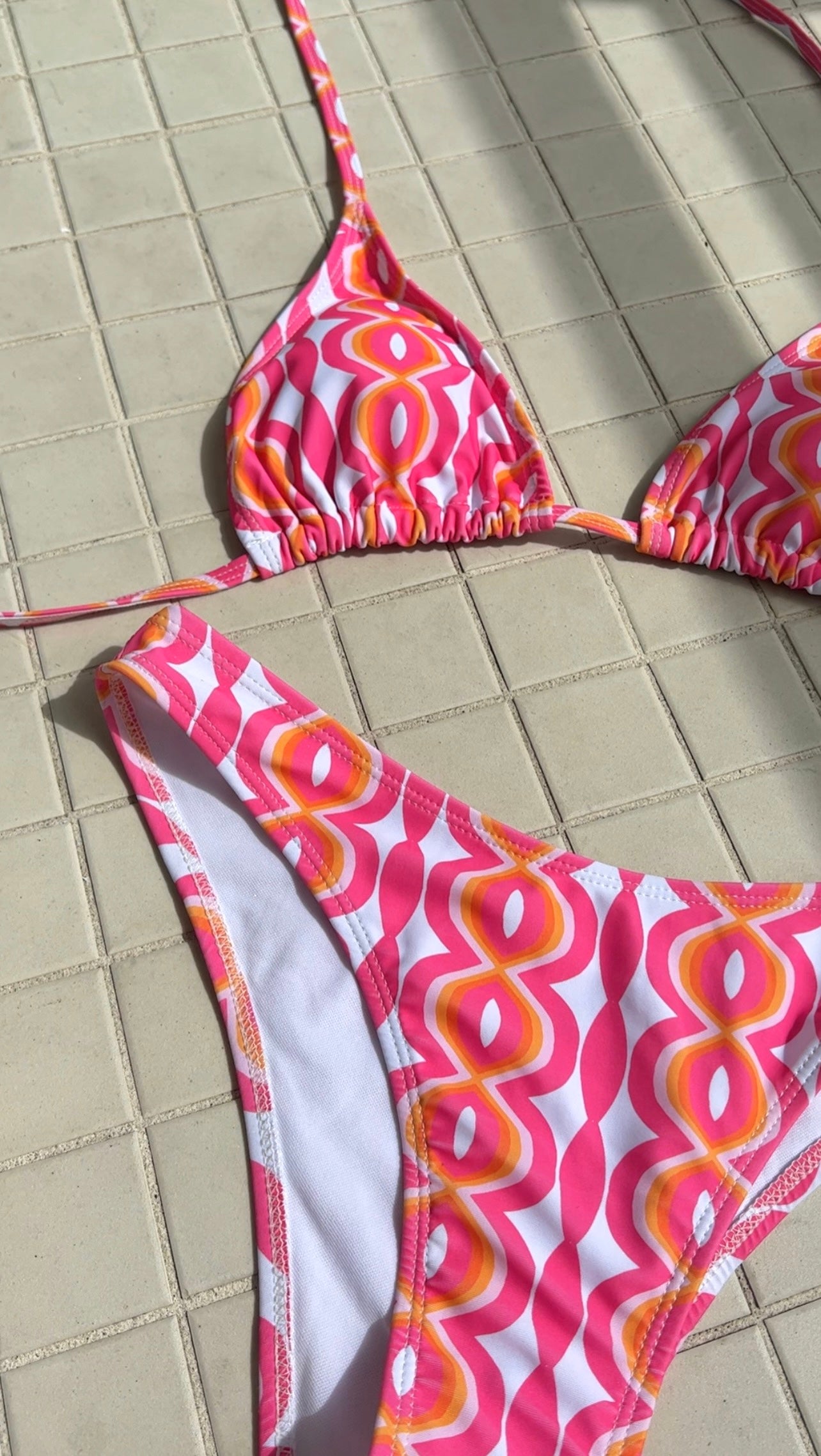 Wavy pink & orange swim Set