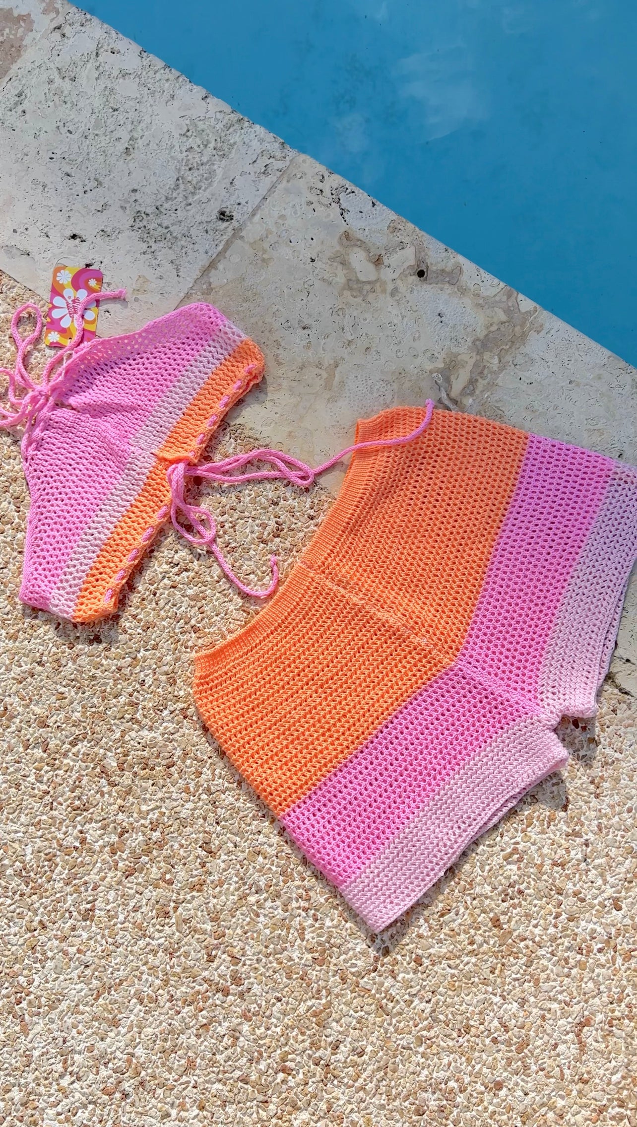 Orange & pink stripe Cover up