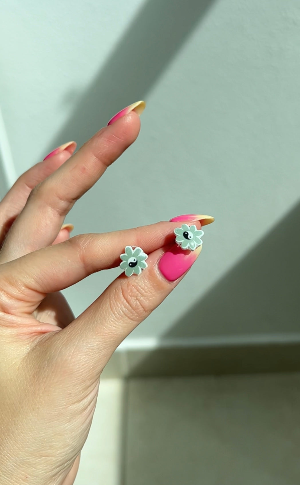 Yin Yang flower mini studs