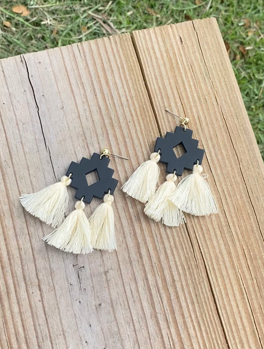 Black tassel earrings