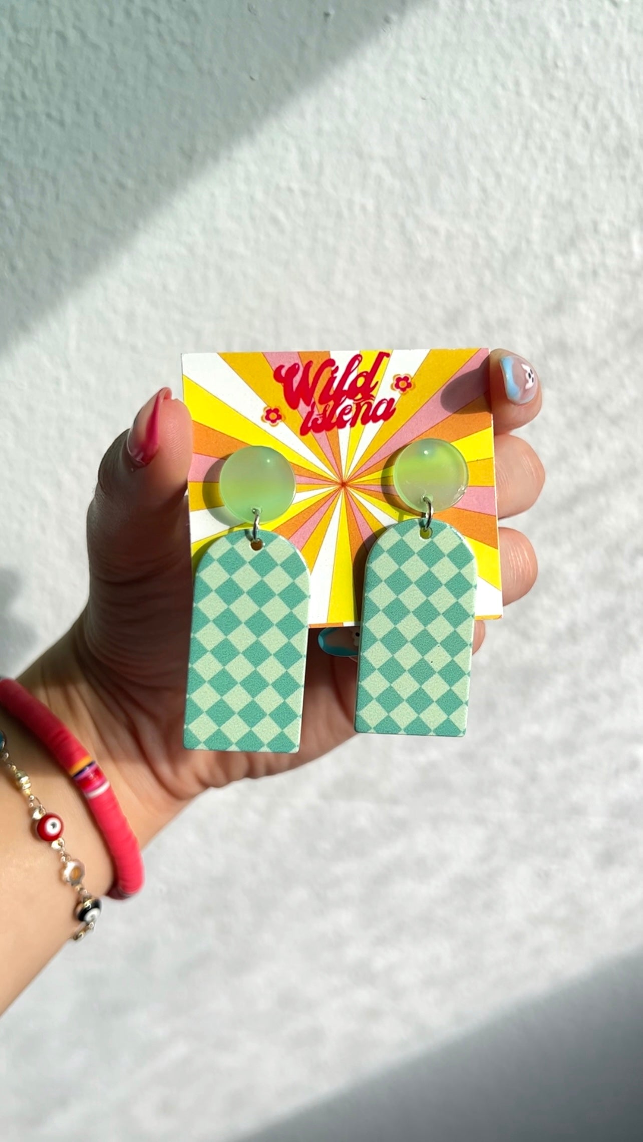 Mint checkerboard earrings