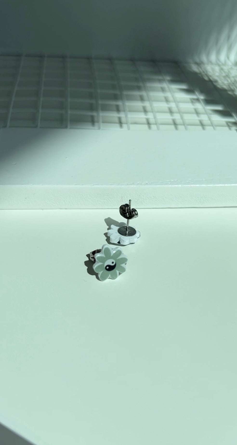 Yin Yang flower mini studs