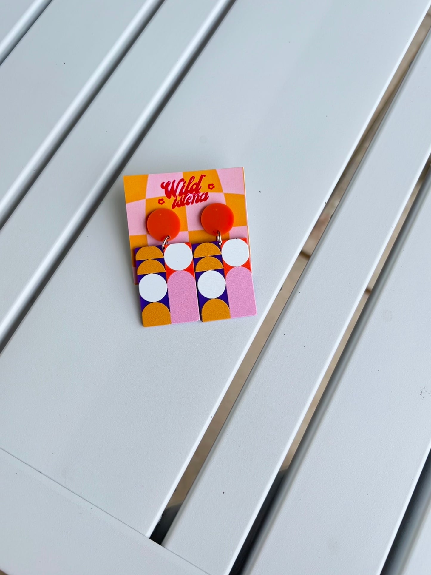 Geometric orange earrings