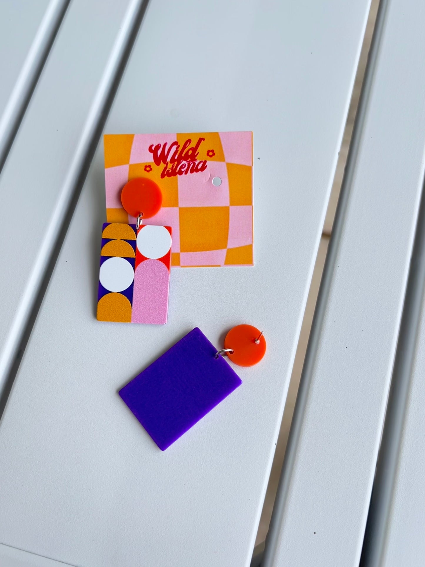 Geometric orange earrings