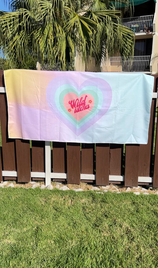 Wild isleña rainbow heart towel