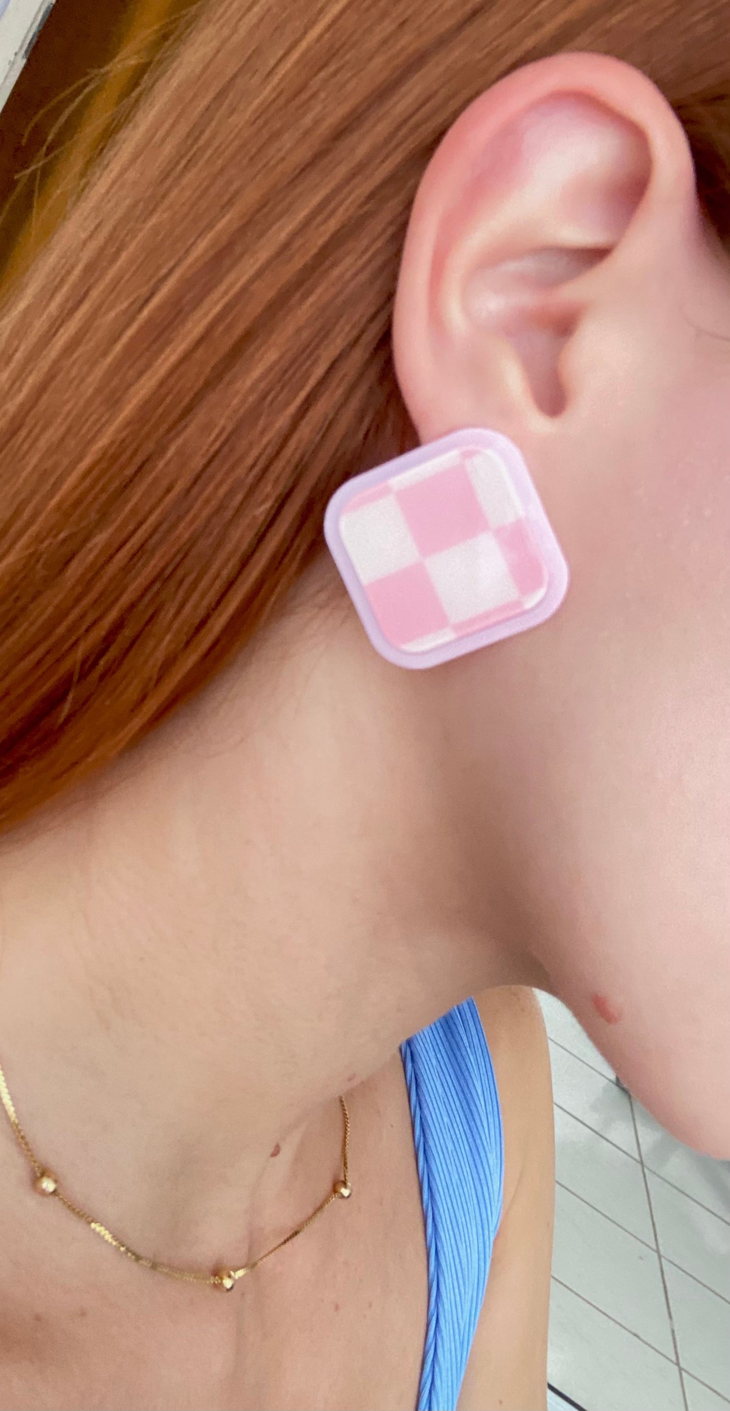 Pink Checker studs