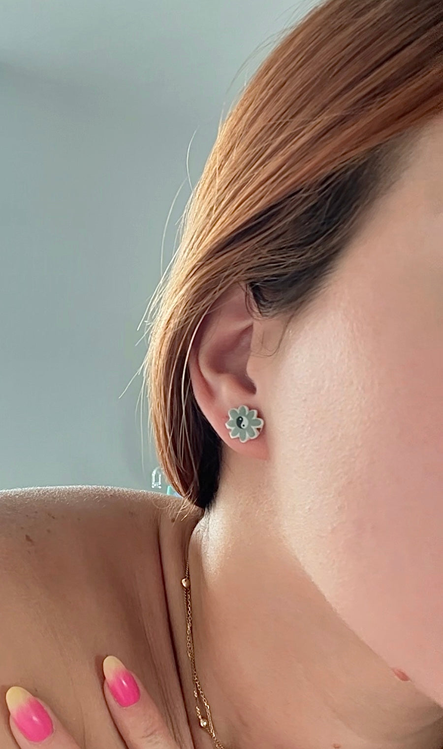 Yin Yang flower mini studs