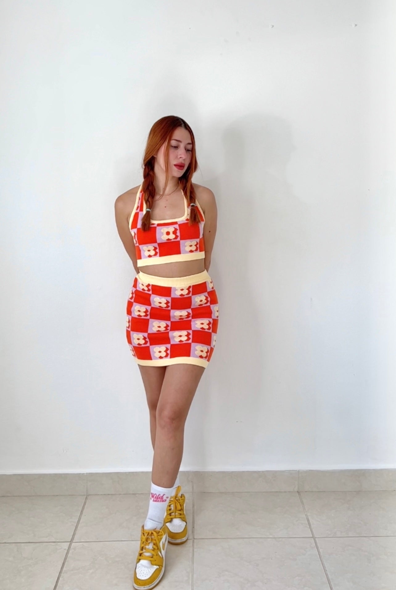 Flowers set skirt and halter top
