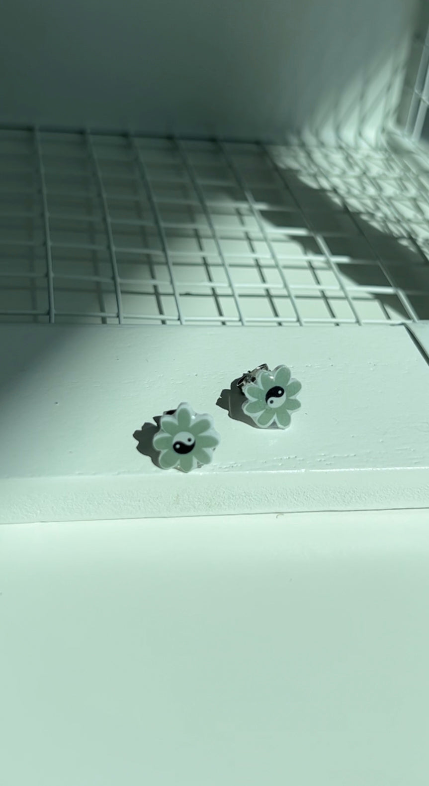 Yin Yang flower mini studs