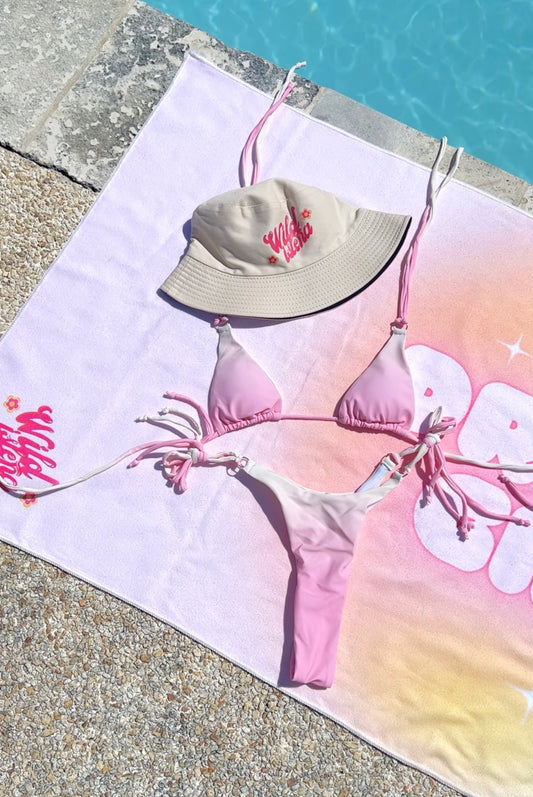 Pink& white blur swim Set